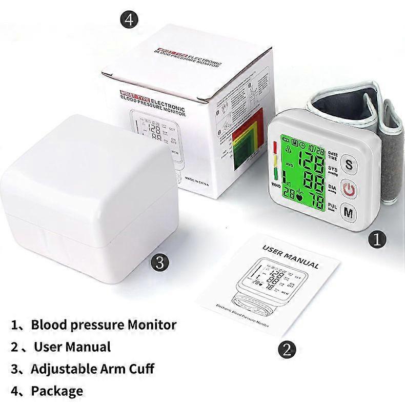 Highly Accurate Wrist Blood Pressure Monitor, Digital Rechargeable with Backlit