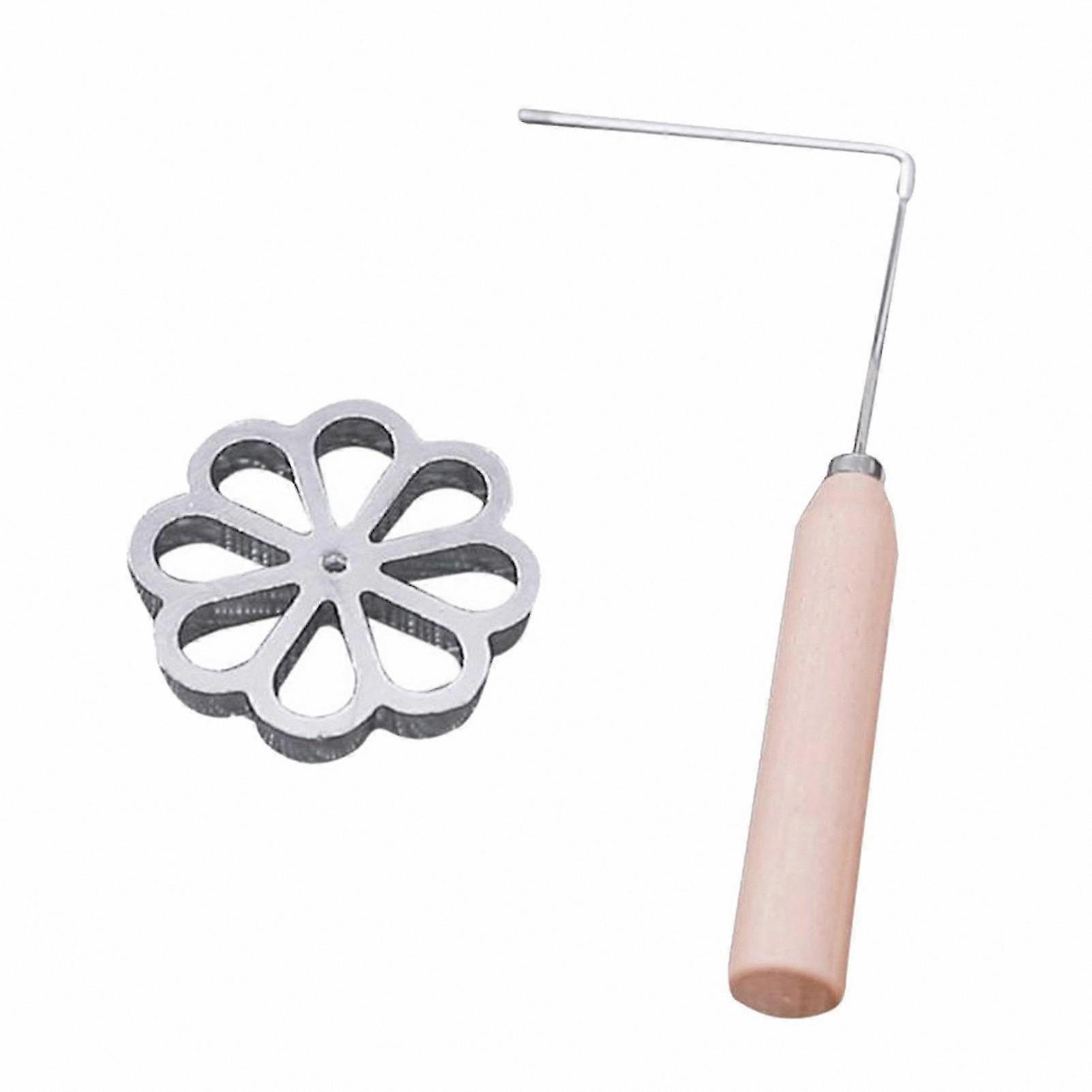 2-Pack Heat-Resistant Handle Rosette Mold, Durable Rust-Free Metal Kitchen Tool for Frying and Baking