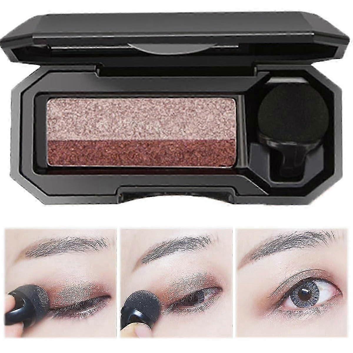 Two-Tone Eyeshadow, Lazy Dual Color Eyeshadow Glitter Gradient Eye Shadow Palette Easy Quick Makeup Eyeshadow Set With Brush