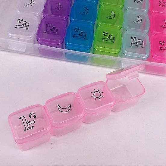 Durable Reusable Plastic Pill Organizer 28 Grids Weekly Pillbox Case for Home