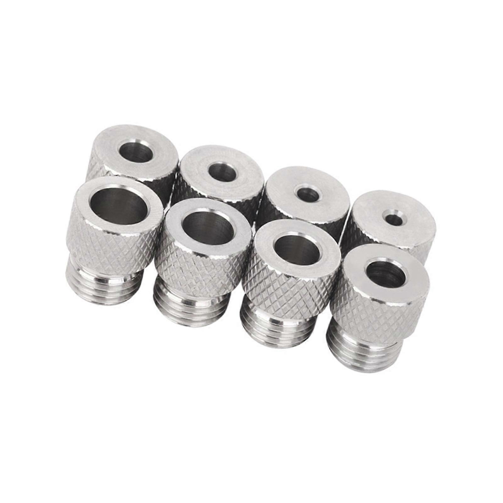8Pcs Stainless Steel Drill Bushings Set With 3-10mm Inner Diameters M14x1.5 Threads For Precise Drilling Secure Grip Multicolor