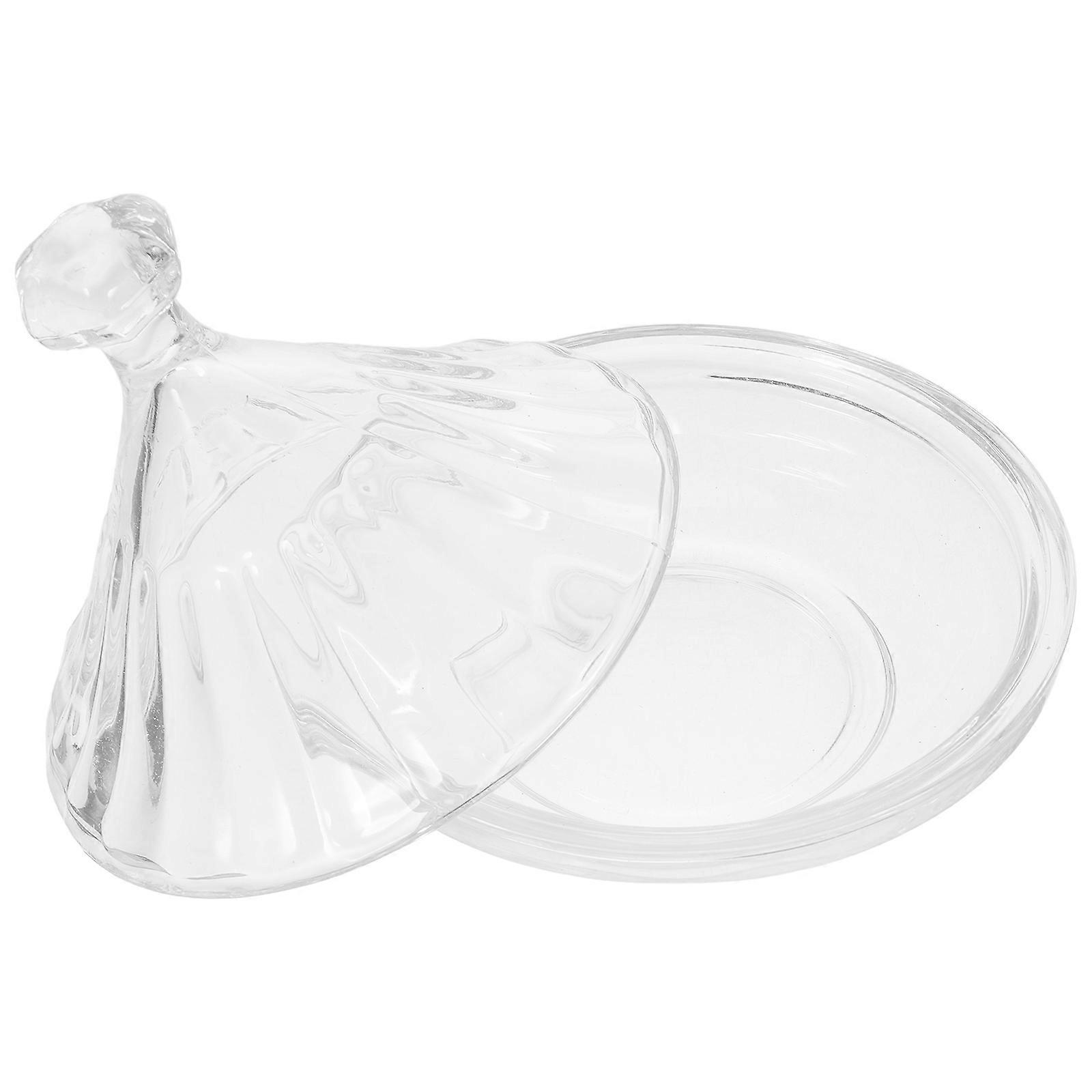 Candy Sugar Glass Candy Dish with Lid for Storage Decorative Tray