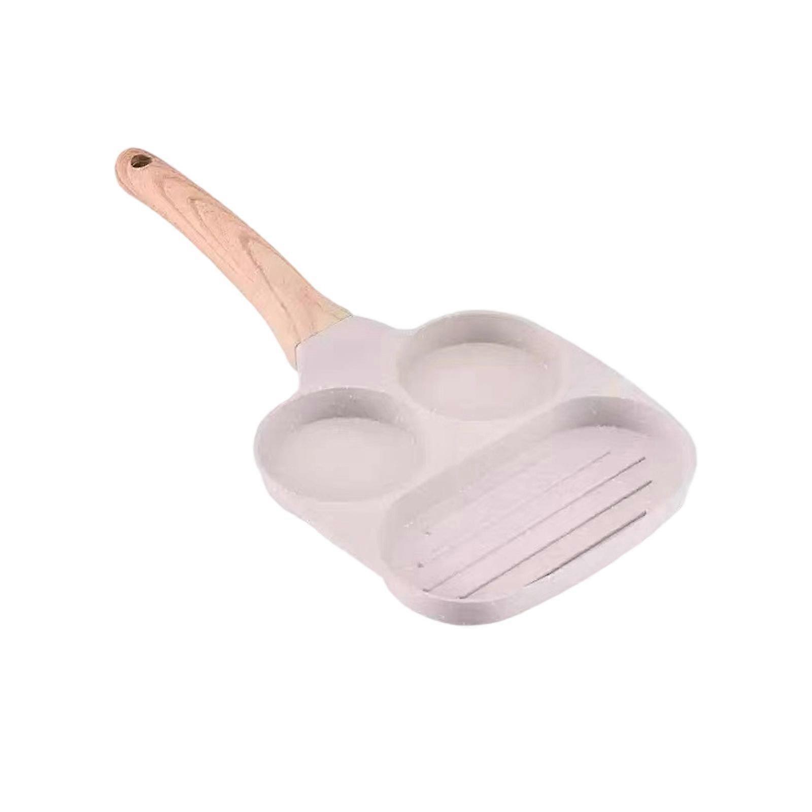 3 Section Breakfast Eggs Frying Pan Nonstick Coating Cookware For Quick Morning Meals With Ergonomic Heatproof Handle Multicolor