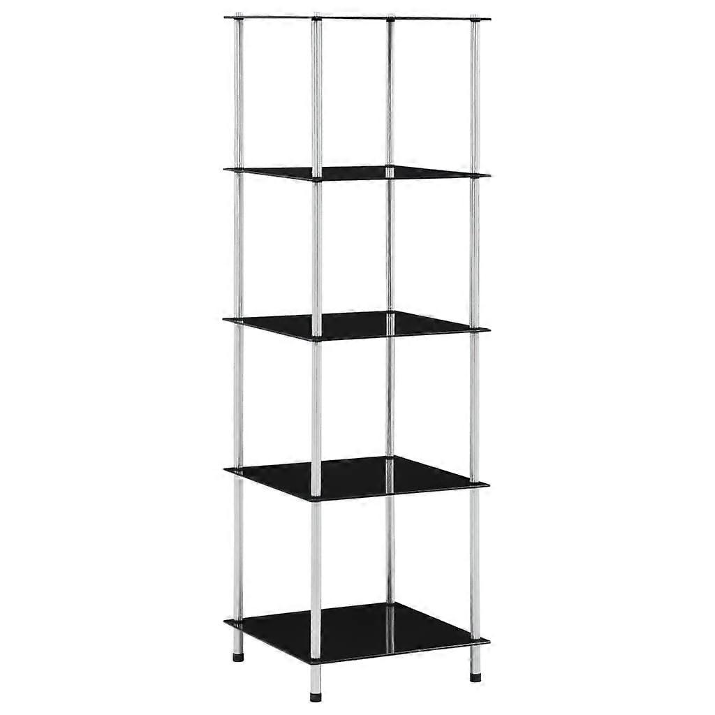 Shelf with 5 shelves Black 40x40x130 cm Tempered glass