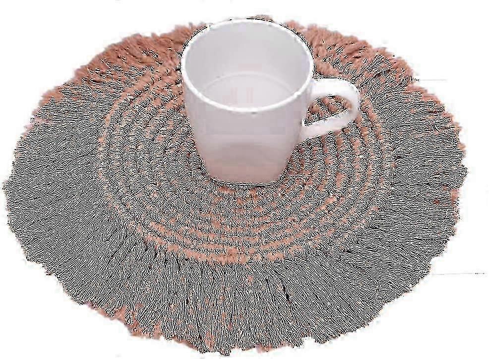 Bohemian Coaster Placemats Hand-woven Round Table Runner Brown