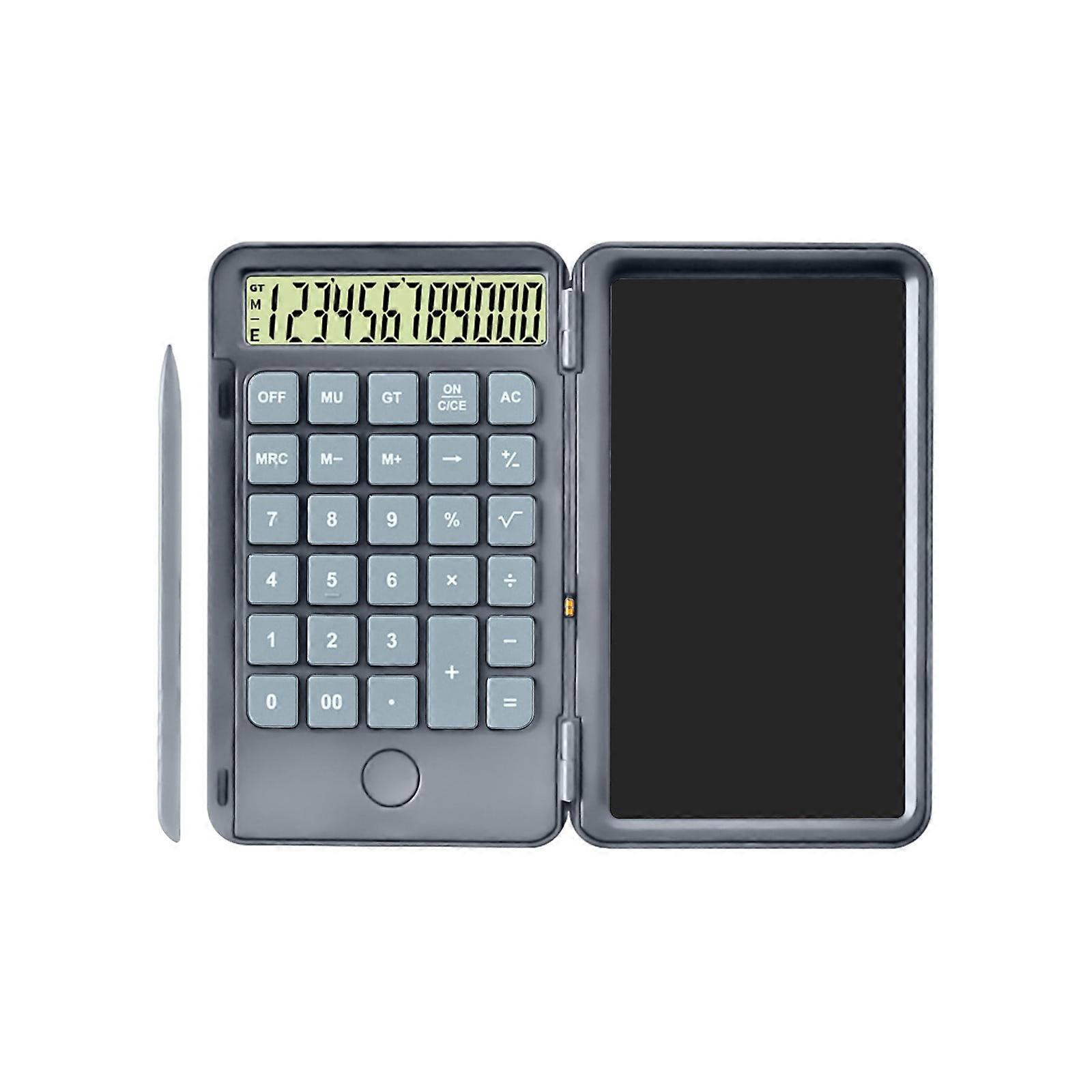 Basic Calculator with Notepad, 12-Digit Large Display, Rechargeable, Portable with Erasable Writing Tablet – Compatible with School & Office