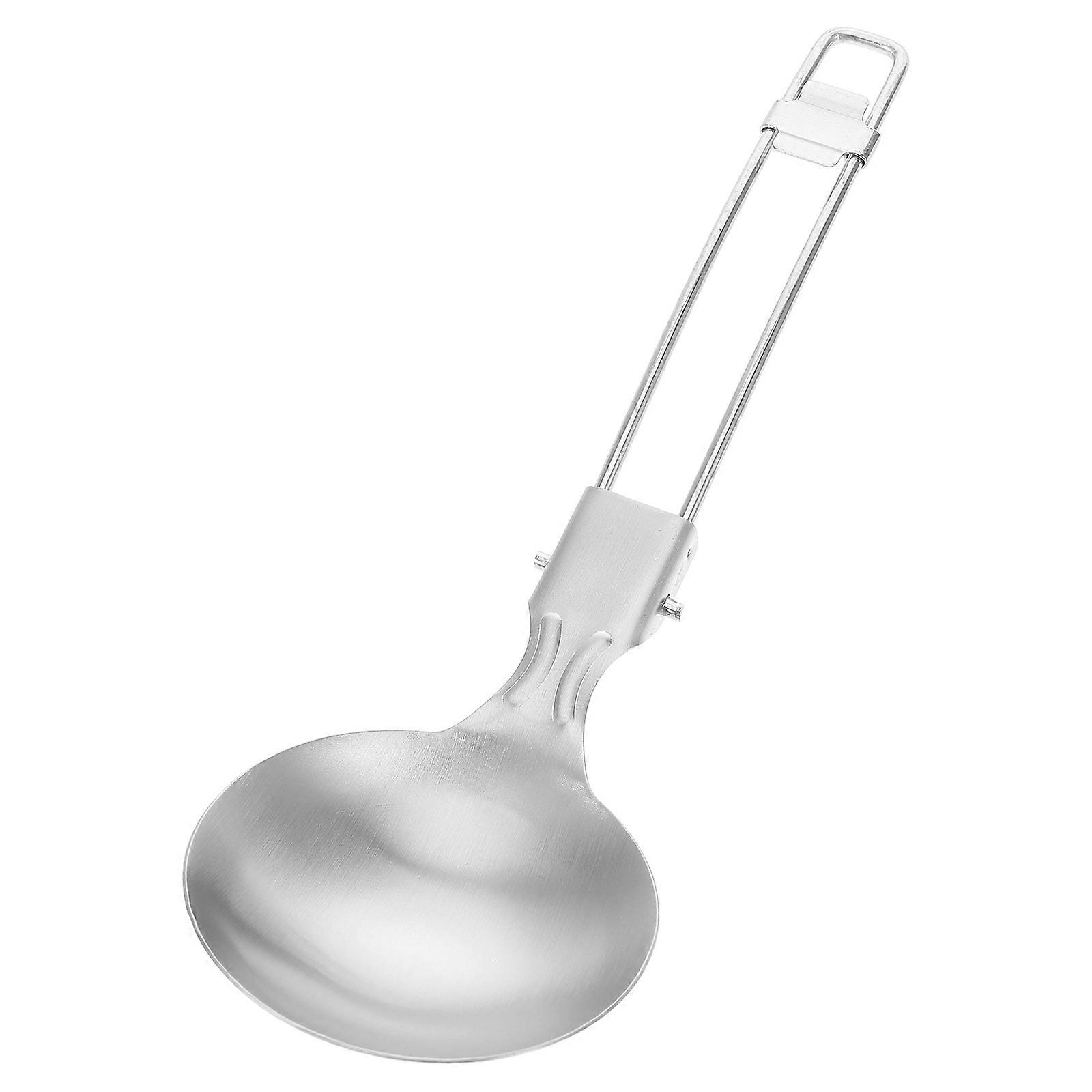 Stainless Steel Folding Spoon for Camping with Comfortable Grip and Versatile Use Silver