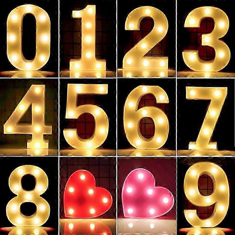 Numbers Led Digital Lights Up White Plastic Standing Hanging 0-9