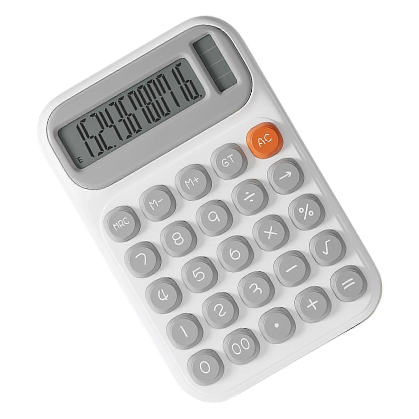 Solar and Battery Powered Calculator Double Source Portable for Finance Students Office Use High Appearance Ergonomic Key  gray