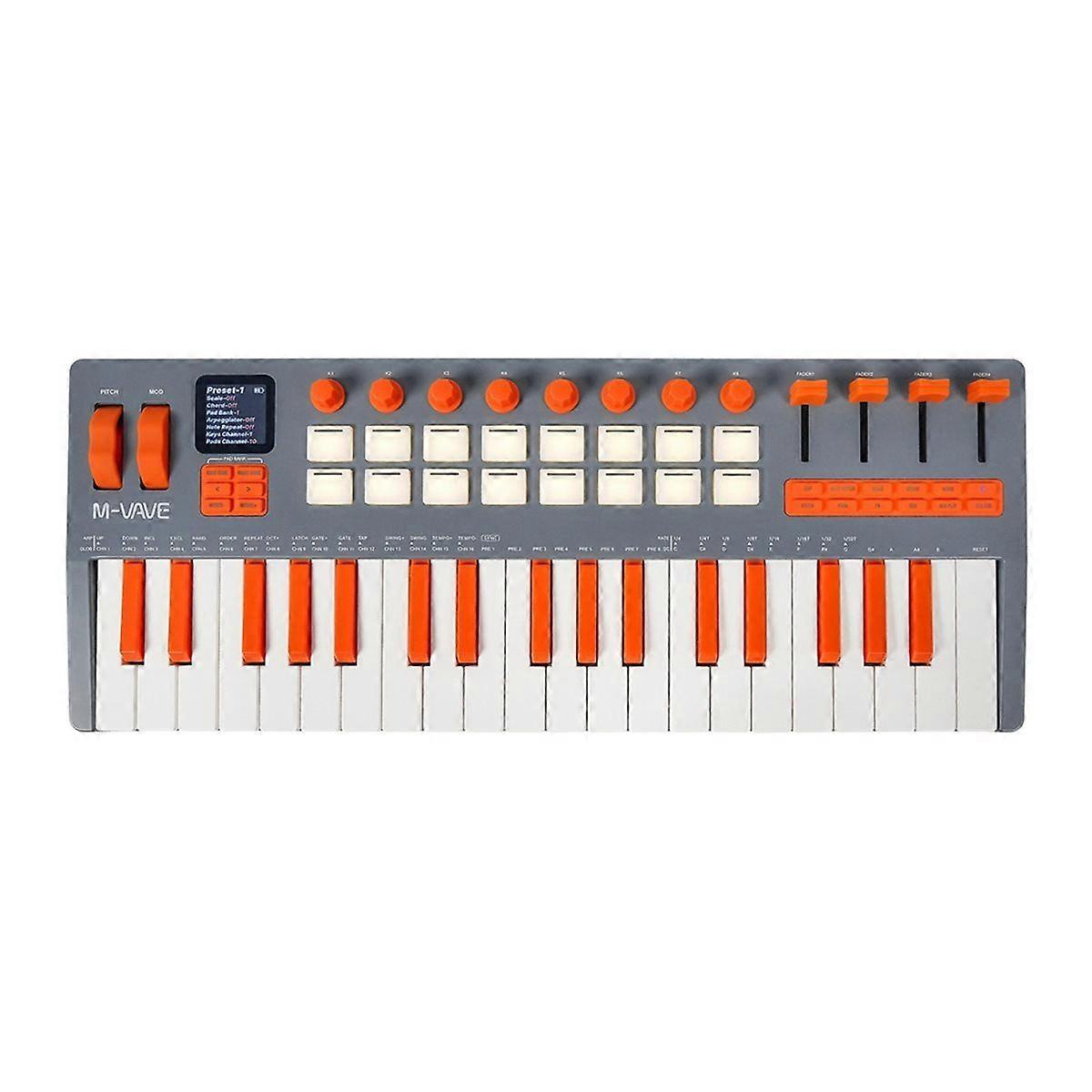 -37 Pro 37-Key MIDI Controller with 16 RGB Pads 8 Knobs Built-in Synthesizer Portable Keyboard Inst