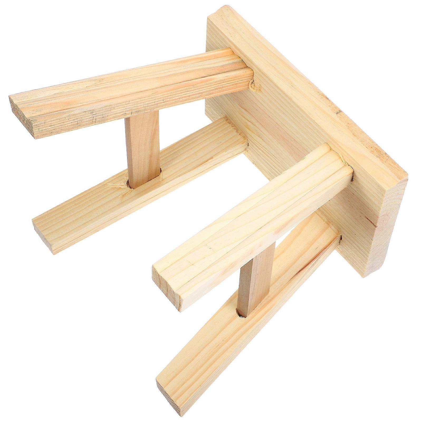 Khaki Wooden Stool for Home Use Small Stable Stool for Sitting