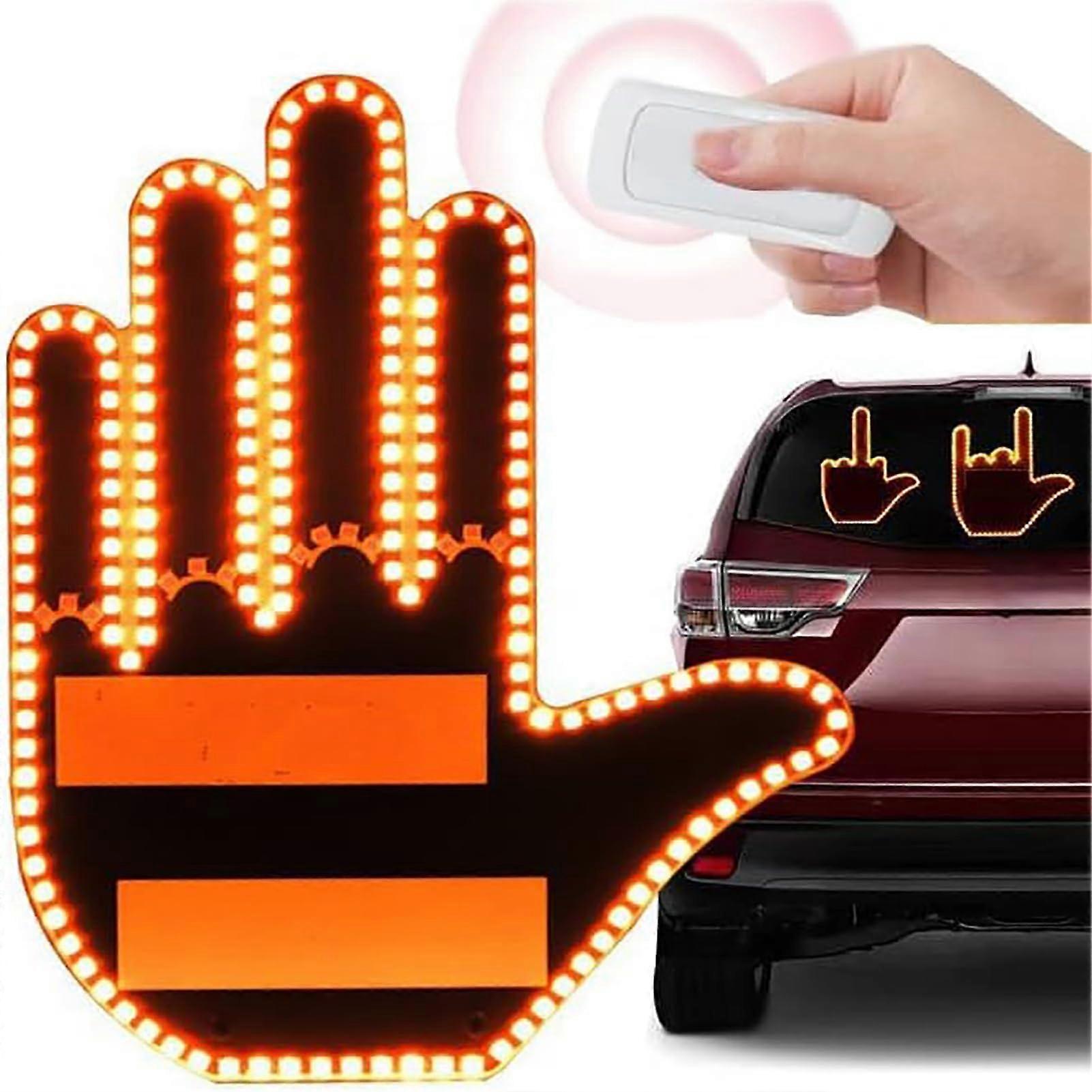 LED Middle Finger Light for Car with Remote, Interactive LED Hand Gesture Sign, Easy Install