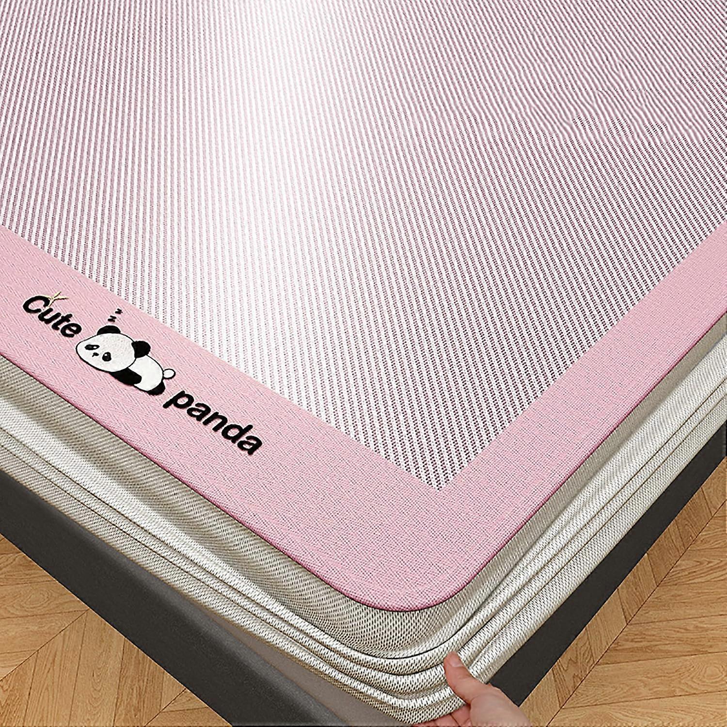 Cooling Bedding Mat Ice Silk Summer Mattress Pad Set with Pillowcases 150x200cm Pink