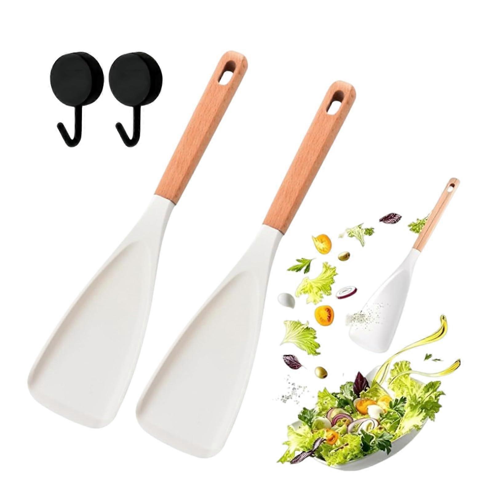 2in1 Cooking and Serving Spoon Set Safe for Nonstick Cookware White Pack of 2