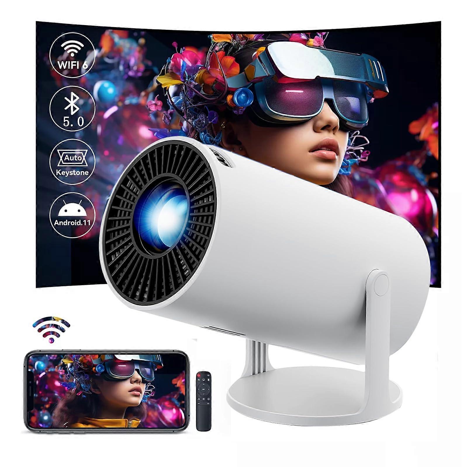 Portable Smart Projector HY300 4K 1080P WiFi 6 Bluetooth 15000 Lumens Auto Keystone 180° Home Theater
