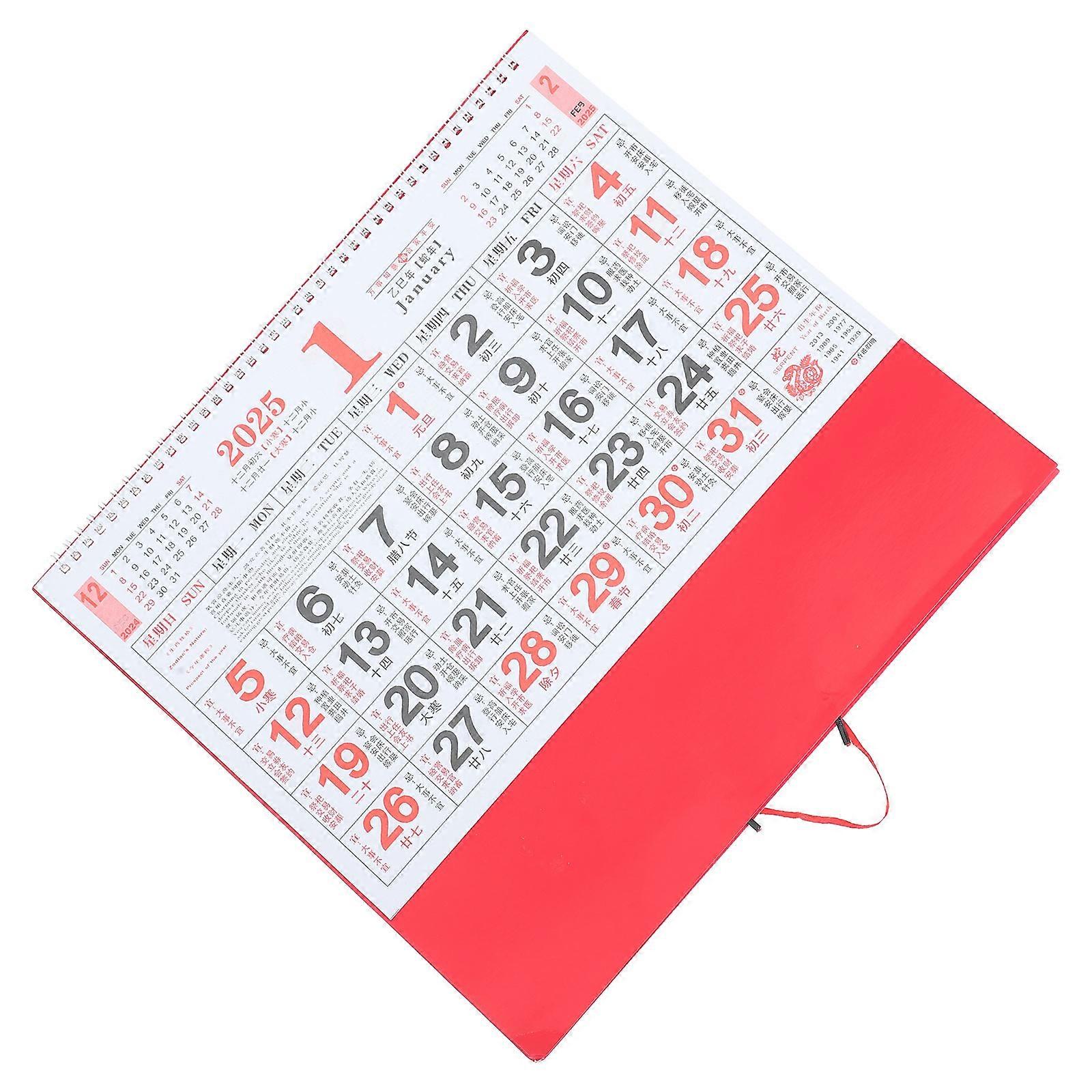 Chinese Calendar Year of The Snake Red Envelopes Hanging Calendar 2025