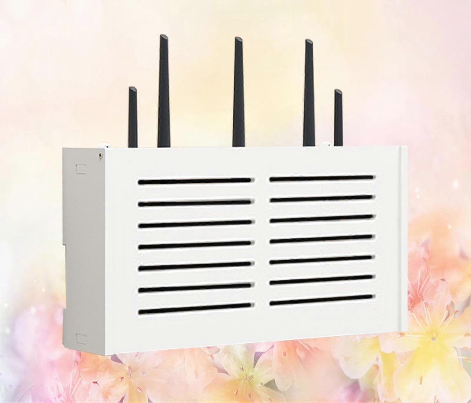 WiFi Router Wall Mount Shelf with Cable Management, No Drill Storage Box, 38x20x8.5cm