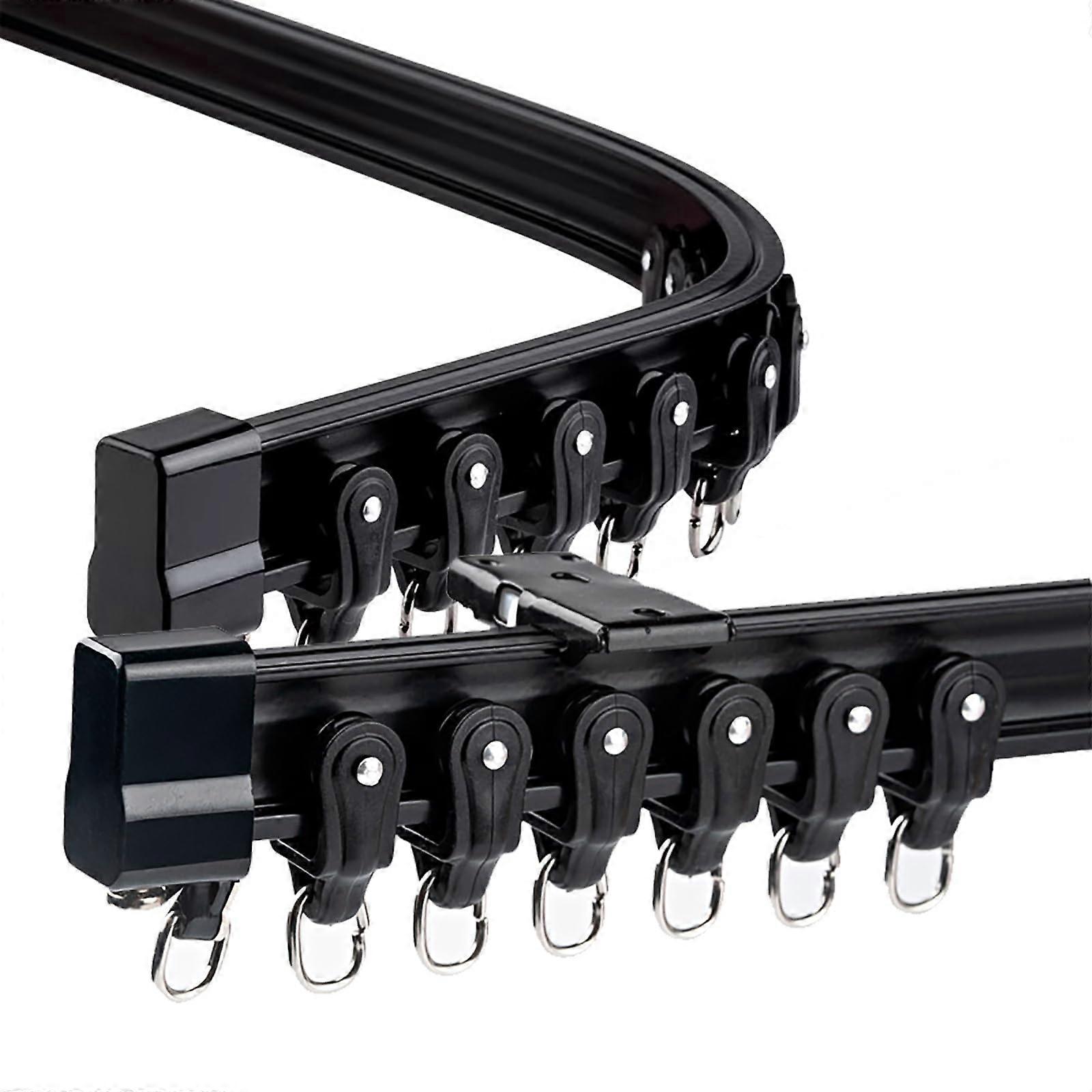 Bendable Ceiling Curtain Track with Silent Glide, HeavyDuty Curved Rail, Adjustable 2.6m Black