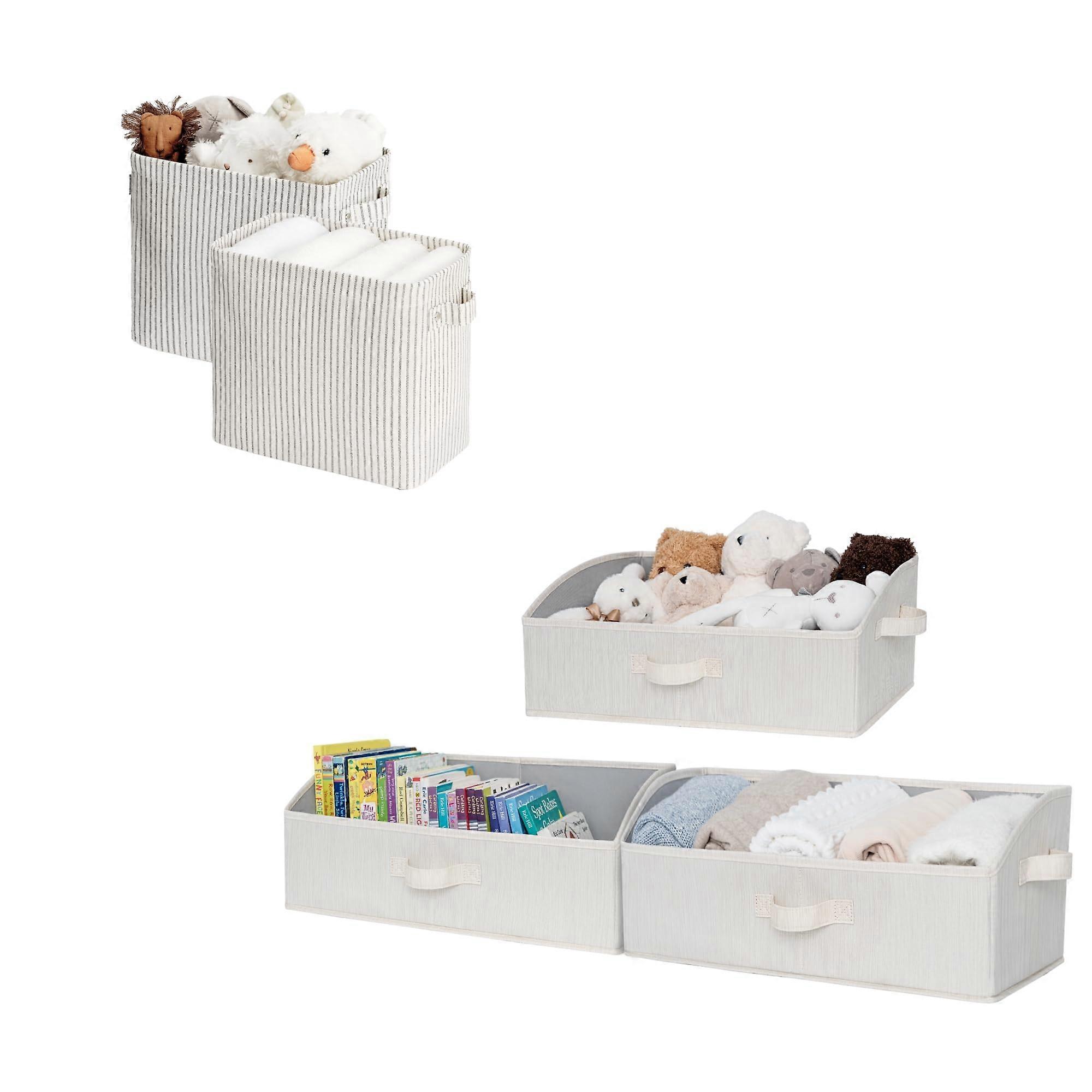Storage Bins with Handles, Durable Fabric Closet Organizers, Narrow SpaceSaving Trapezoid Box