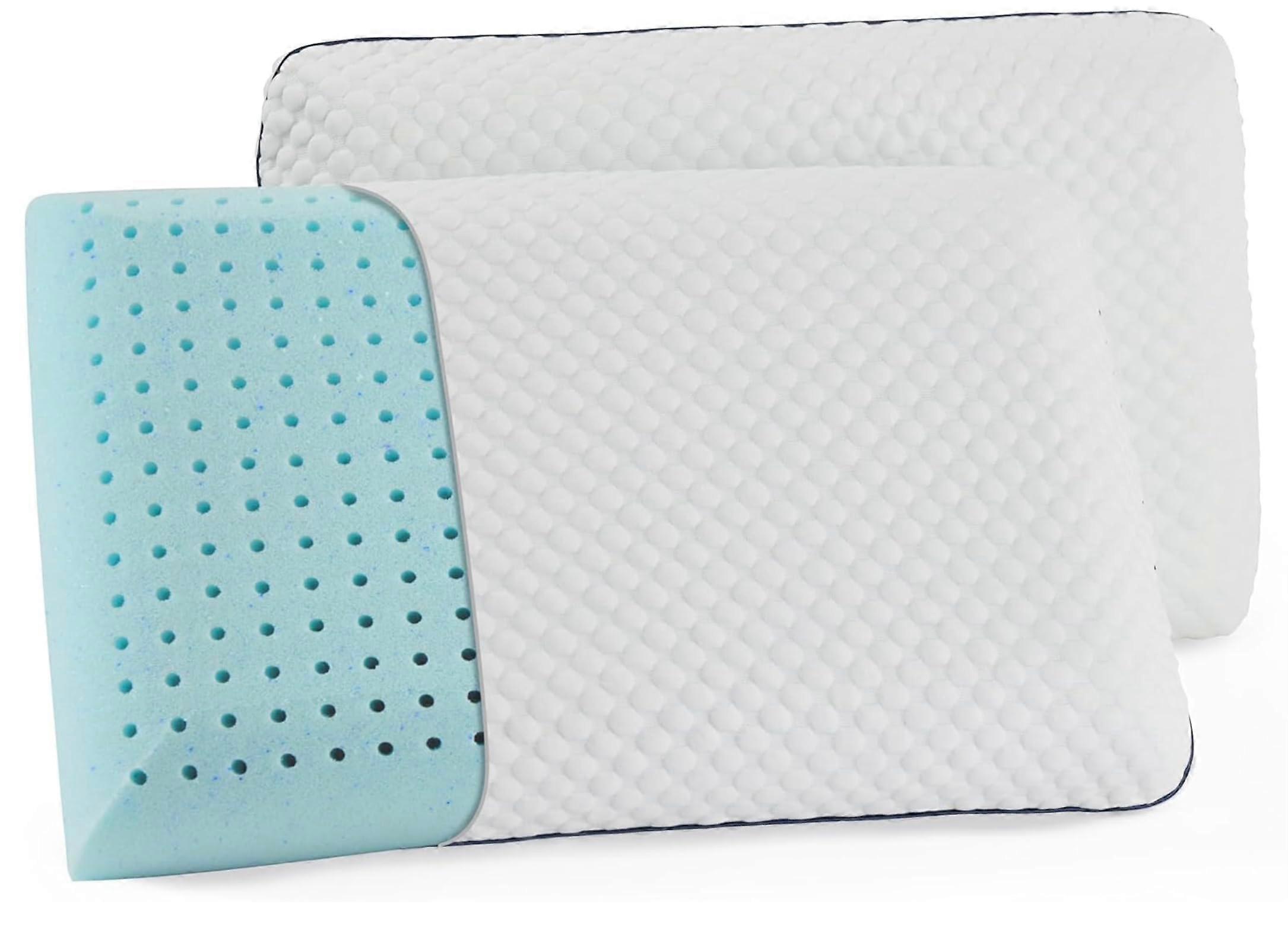 2Pack Cooling Gel Memory Foam Pillows Standard Size Medium Plush Ventilated Pressure Relief