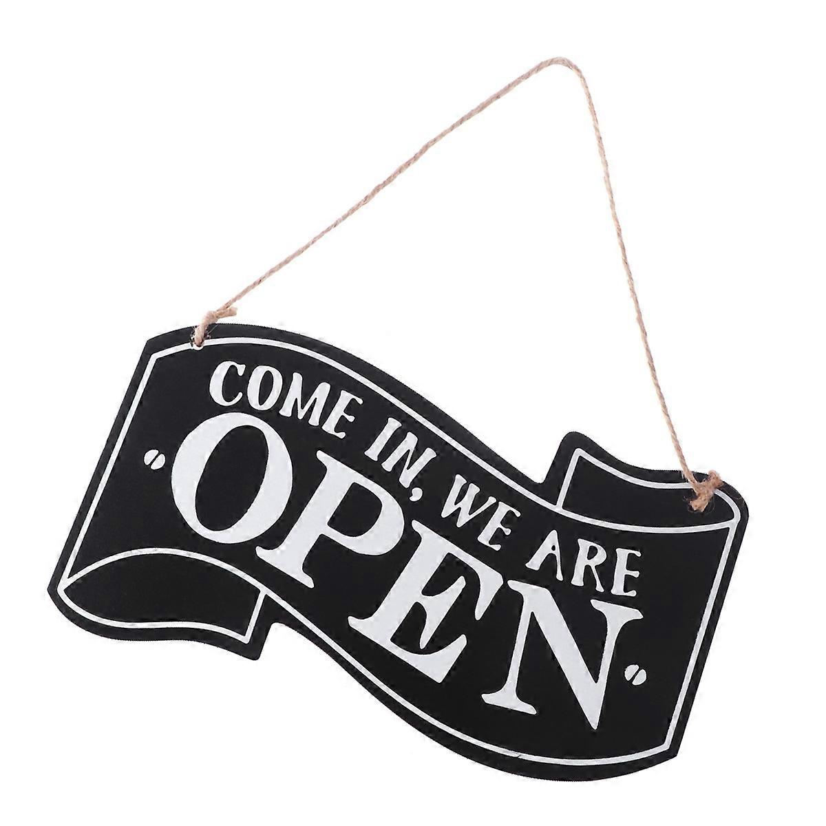 Black Wooden Door Sign Hanger for Open and Closed Display