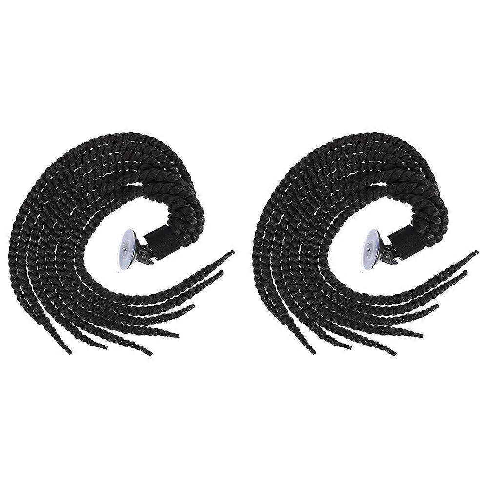 Braid Decor Wig for Decoration 2Pcs Black Motorcycle Accessories