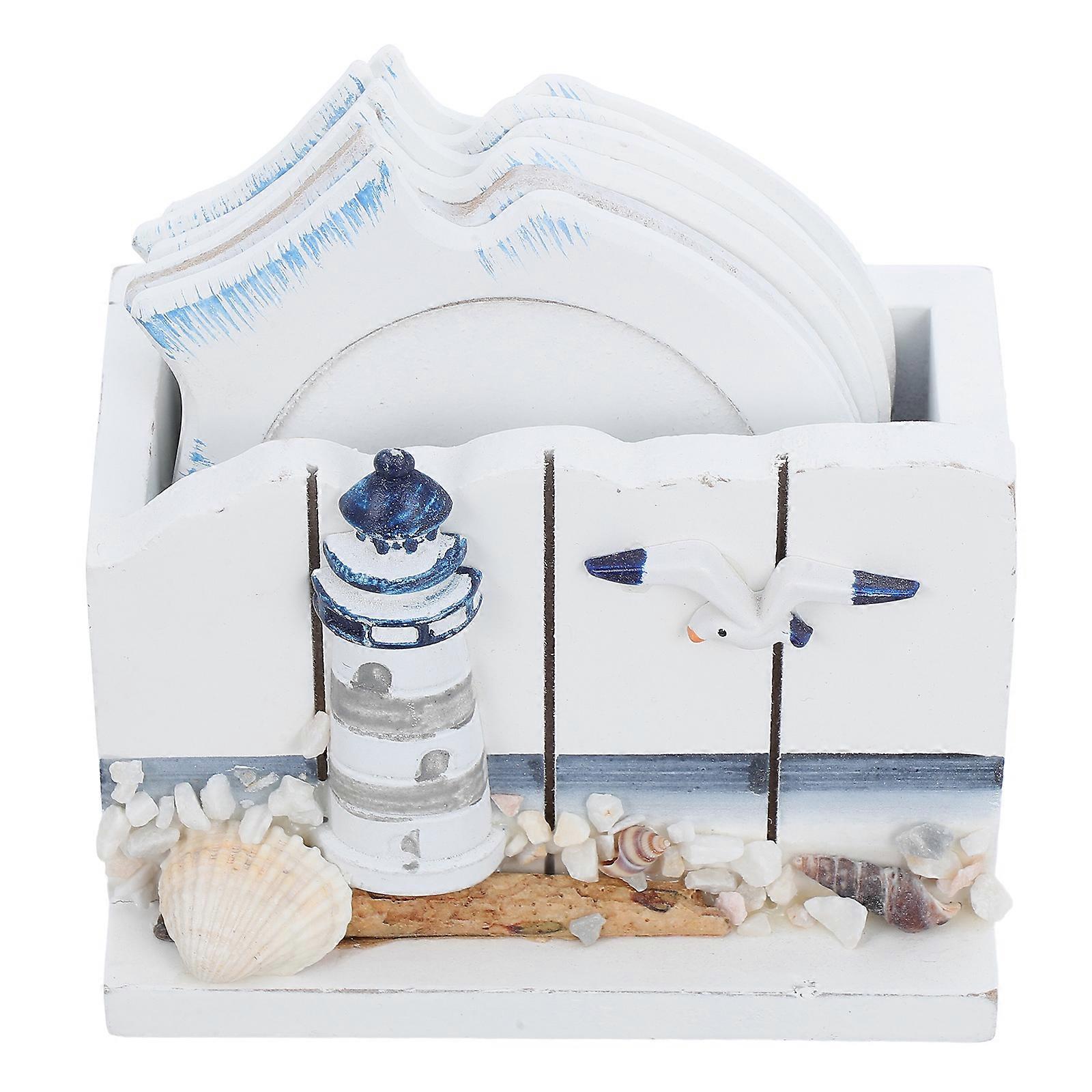 Mediterranean Wooden Coasters Set Nautical Drink Coasters for Table Usage