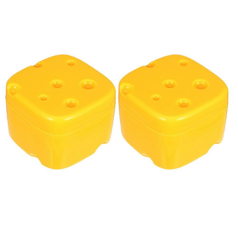 Plastic Cheese Storage Container Yellow for Storage 2Pcs Slice Cheese