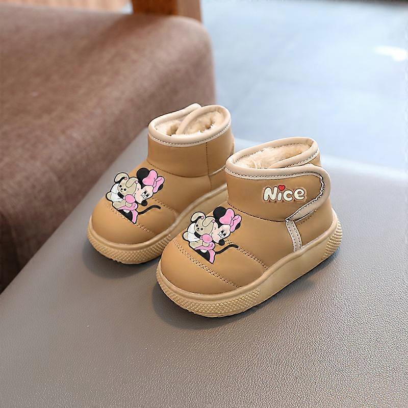 Mickey mouse cotton shoes Disney kids pu new winter first walkers plus fleece cotton boots girls toddler shoes boys casual shoes