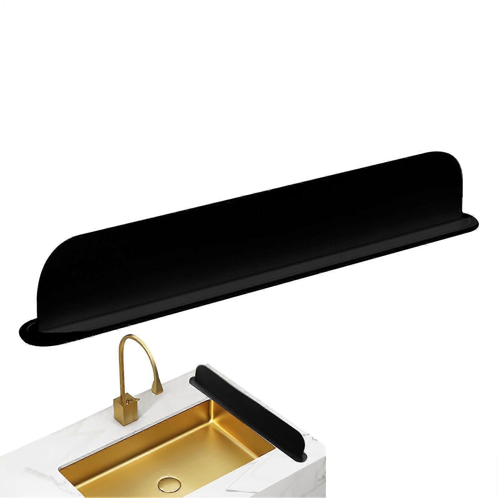 Sink Splash Guard Silicone 9in Kitchen and Bathroom Water Barrier Protector Quick Drying Black