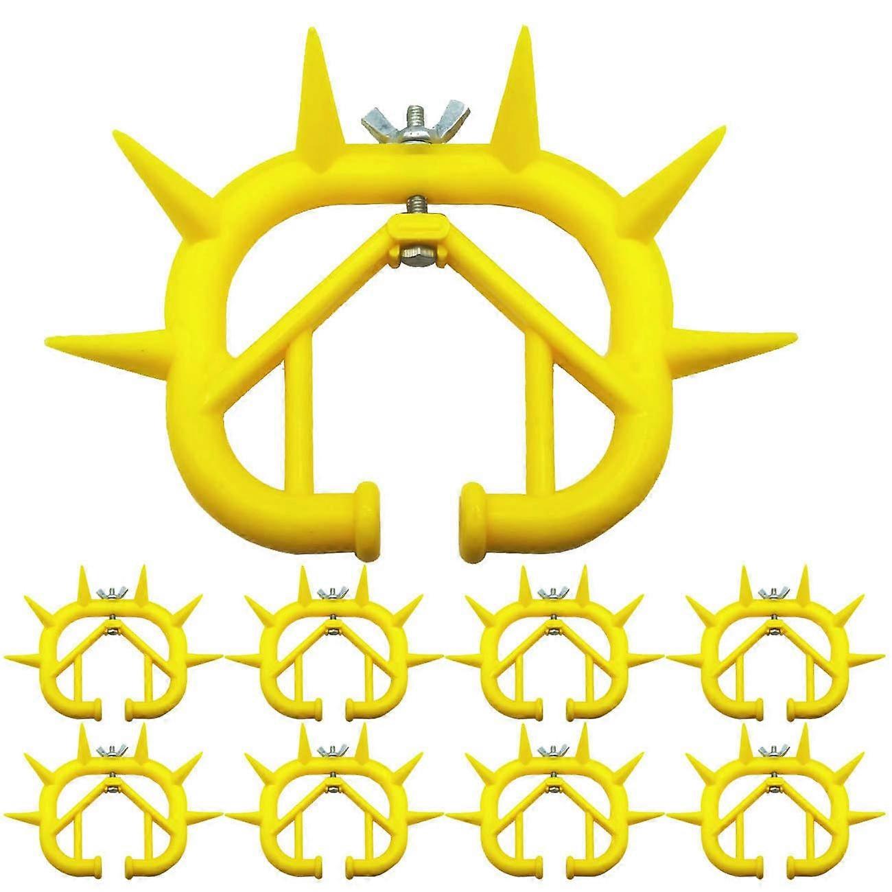 Cattle Nose Ring Calf Weaner Prevent Suckling Durable Plastic Bright Yellow 10 Pack