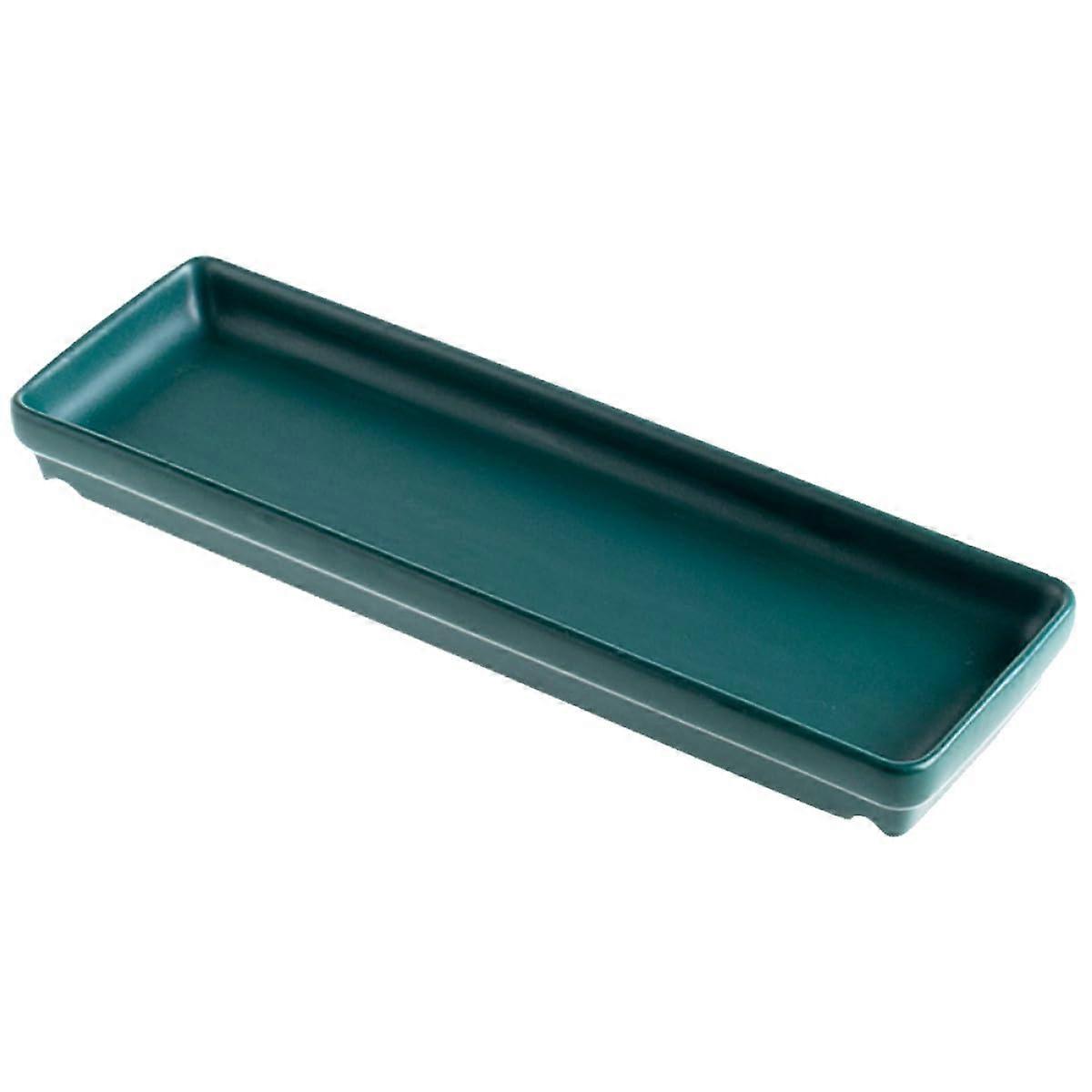 Ceramic Serving Tray White Rectangular Platter Elegant Long Plate for Sushi Appetizers Parties