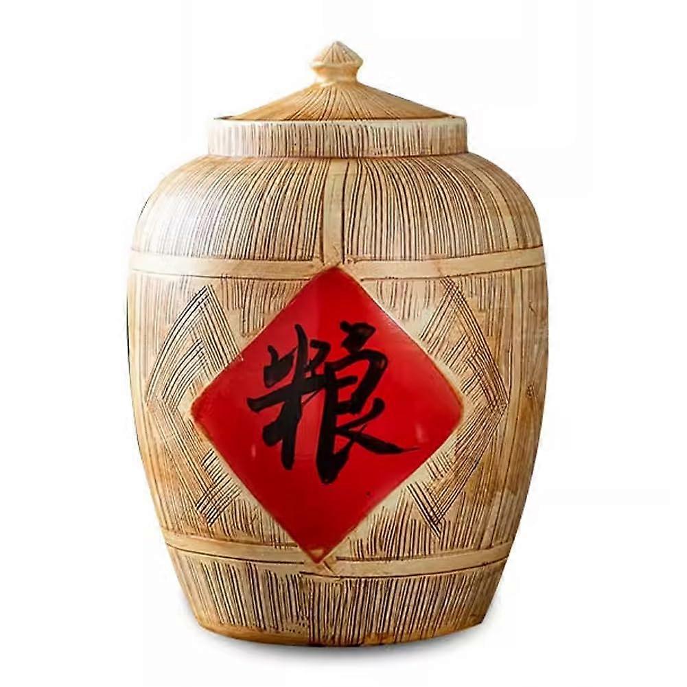 Rice Storage Container 15KG Ceramic Dispenser with Lid Airtight Moistureproof Large Capacity