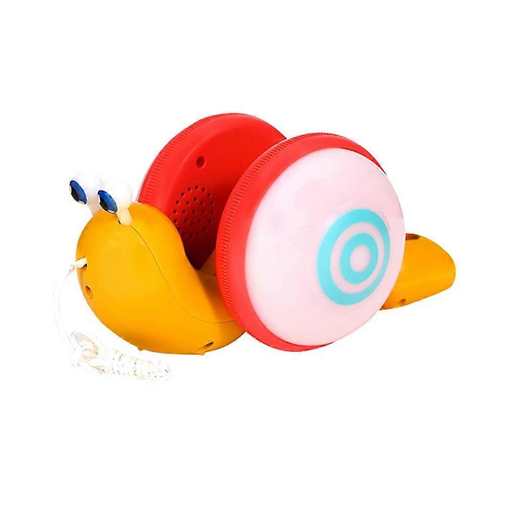 Pull String Crawling Snail Baby Walking Learning Toy with Lights and Music, Yellow Red