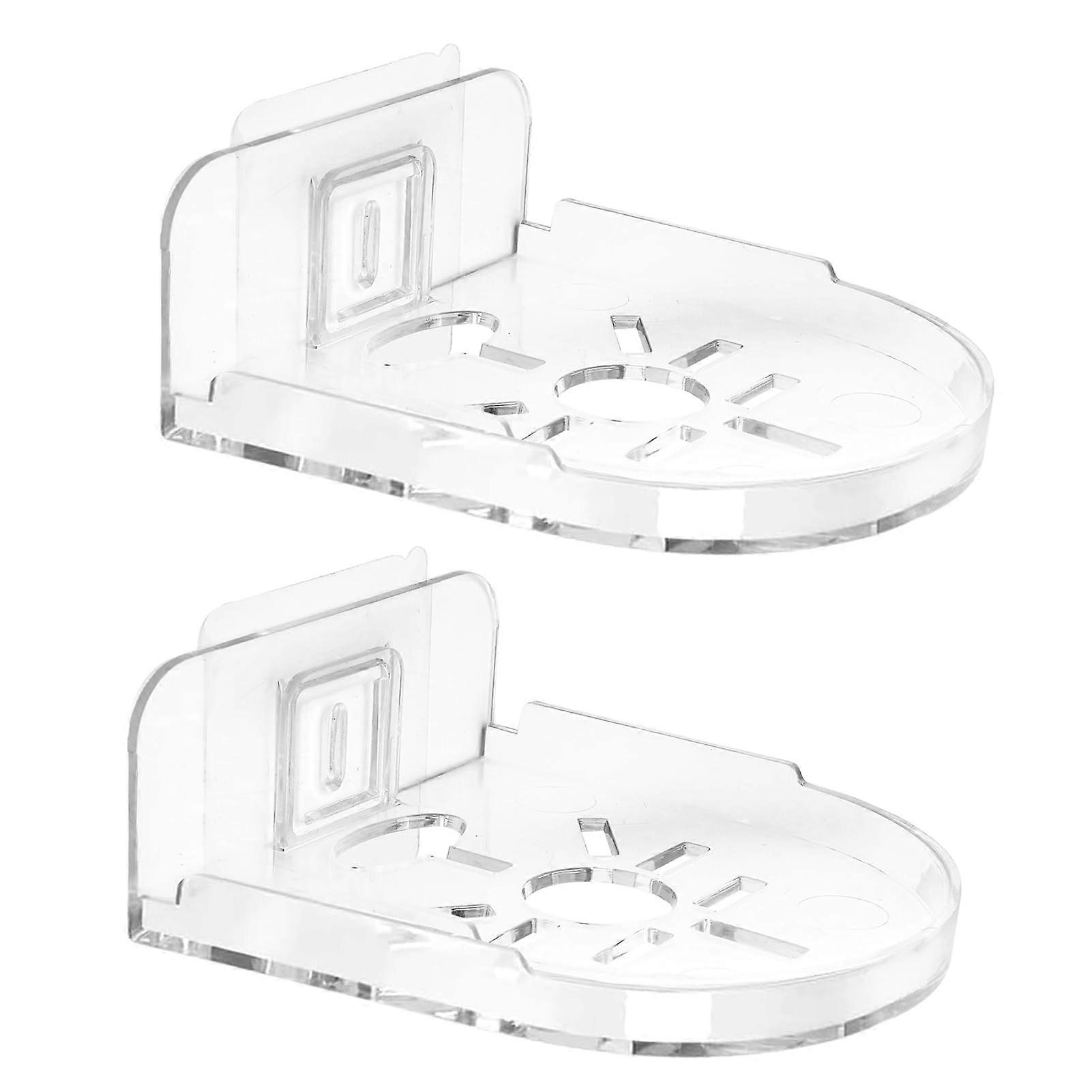 2Pcs Adhesive Wall Mount Shelf, Punch Transparent Acrylic Camera Bracket with Cable Management for Security Camera or Smart Speaker