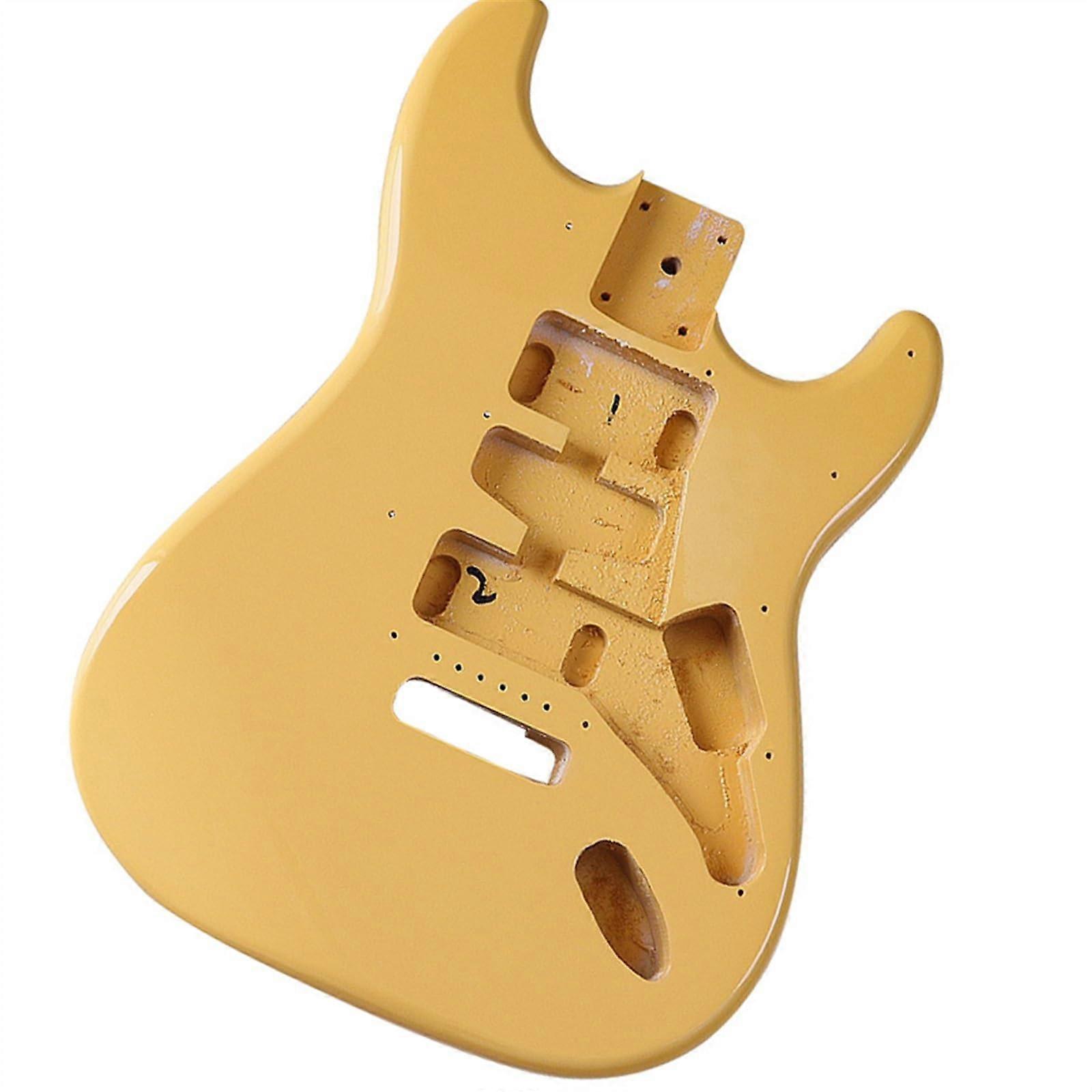 DIY Electric Guitar Body Kit Yellow Glossy Solid Wood with Hardware for Custom Builds Replacement
