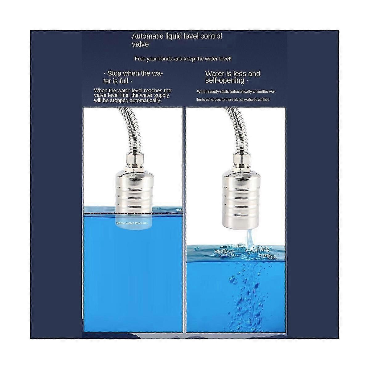 2Pcs Fully Automatic Water Level Control Float Valve, Water Level Controller for Water Tank 1/2Inch