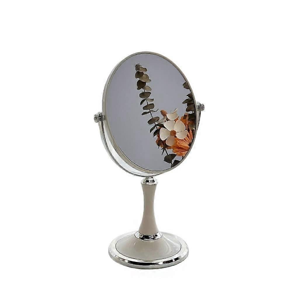 Small Vanity Makeup Mirror DoubleSided Desktop Dressing Mirror Round Compact Design White