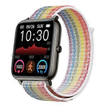 Nylon Sport Loop Watch Band for Donerton P22 P32 P36, Breathable Adjustable Rainbow Strap