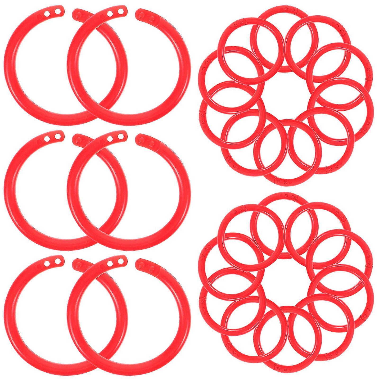Flexible Plastic Binder Rings for DIY Loose Leaf Binding 100Pcs Red
