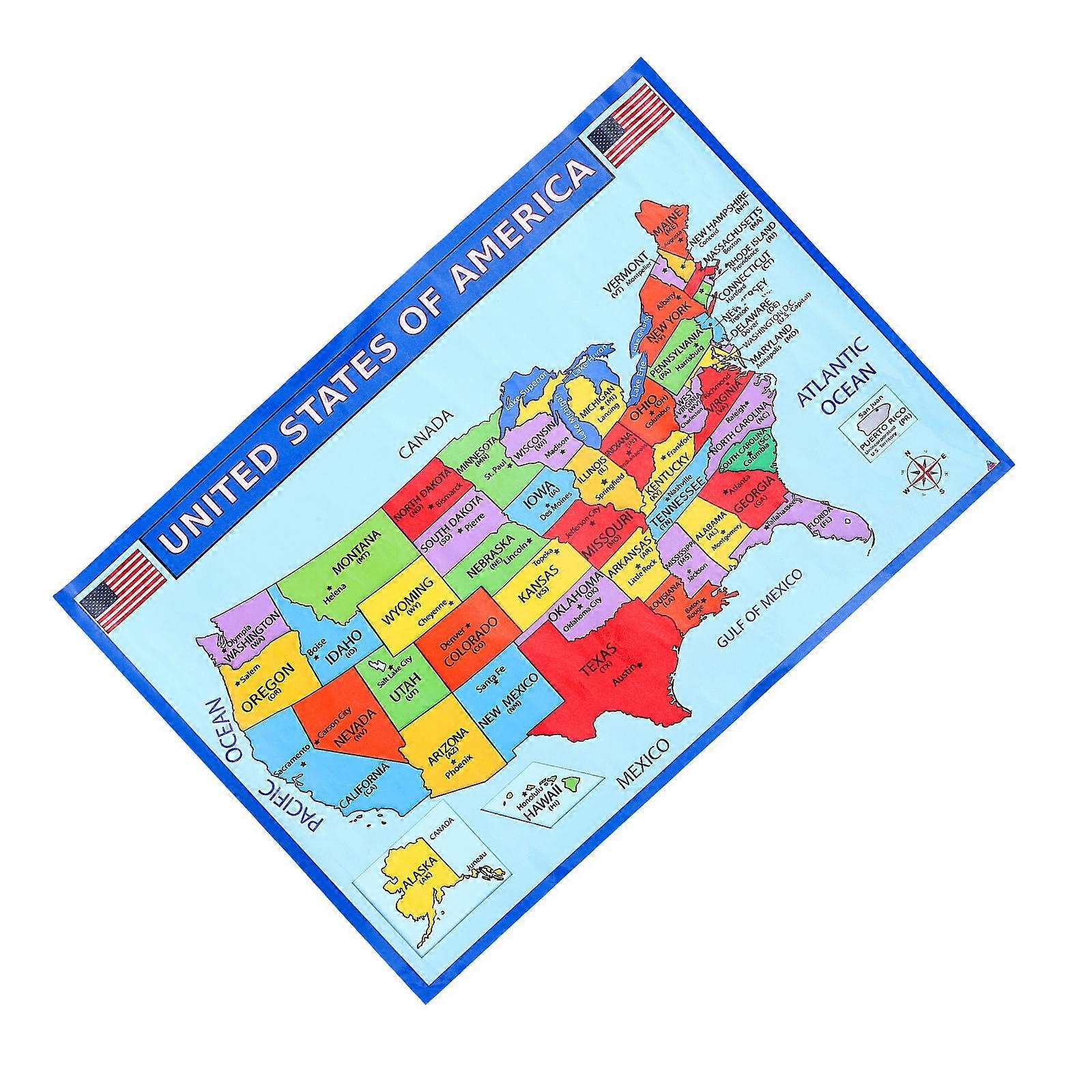 Geography Map for Home Use 2Pcs America Map Hanging Posters