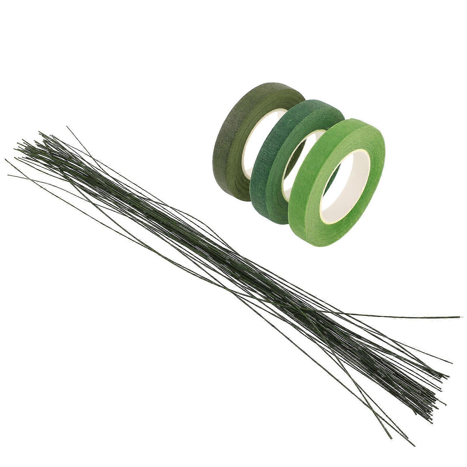Green Floral Stem Wrapper Tape with Wire for DIY Flower Projects 1Set