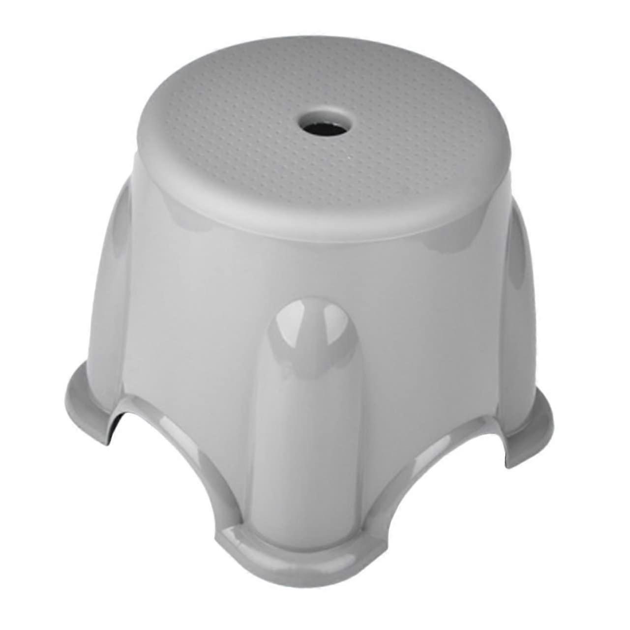 Bathroom Stool with Antiskid Base, Compact Plastic Step Stool for Bath, Living Room, Space Gray