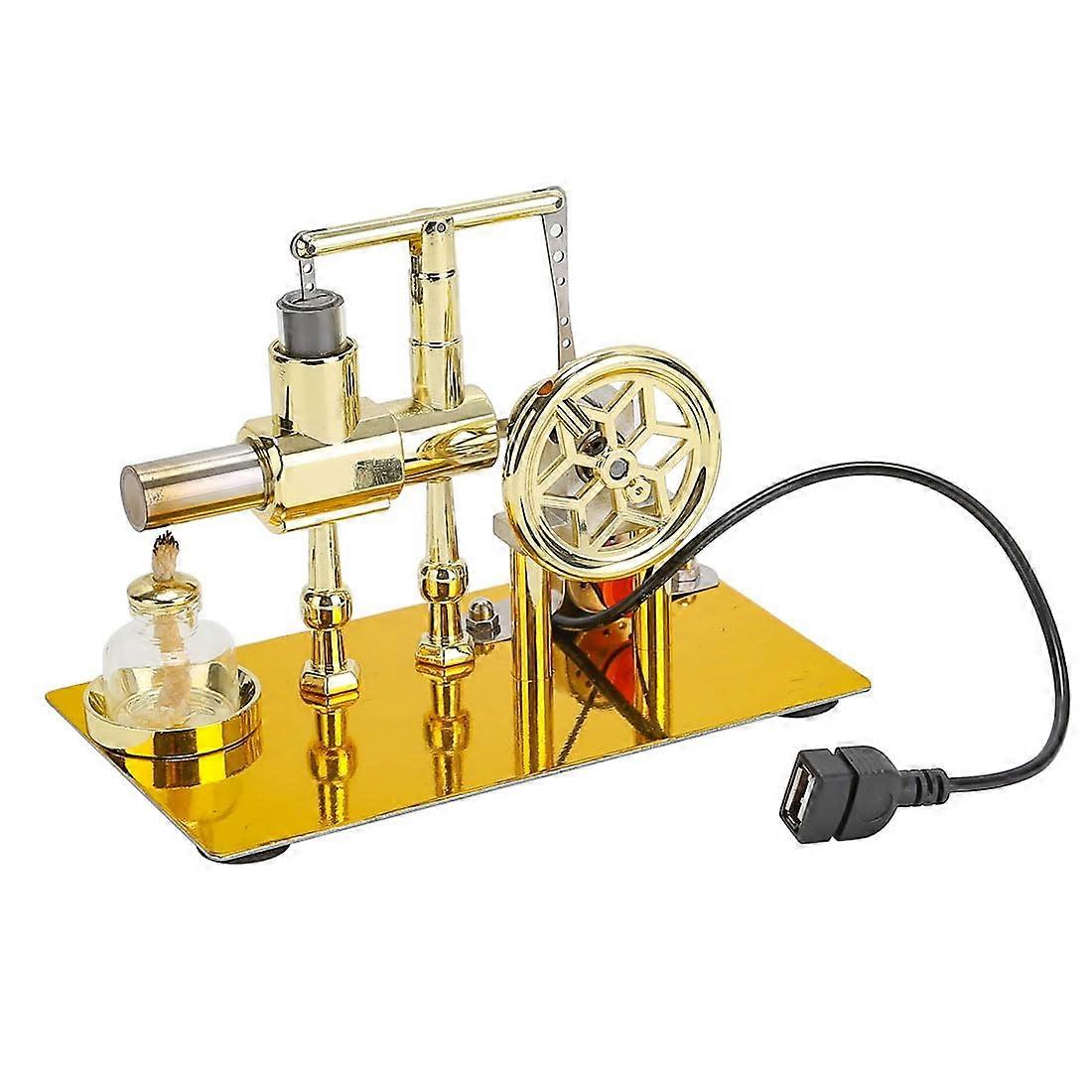 Stirling Engine Model Single Cylinder Hot Air Engine with USB Light for Desk Display and STEM Learning