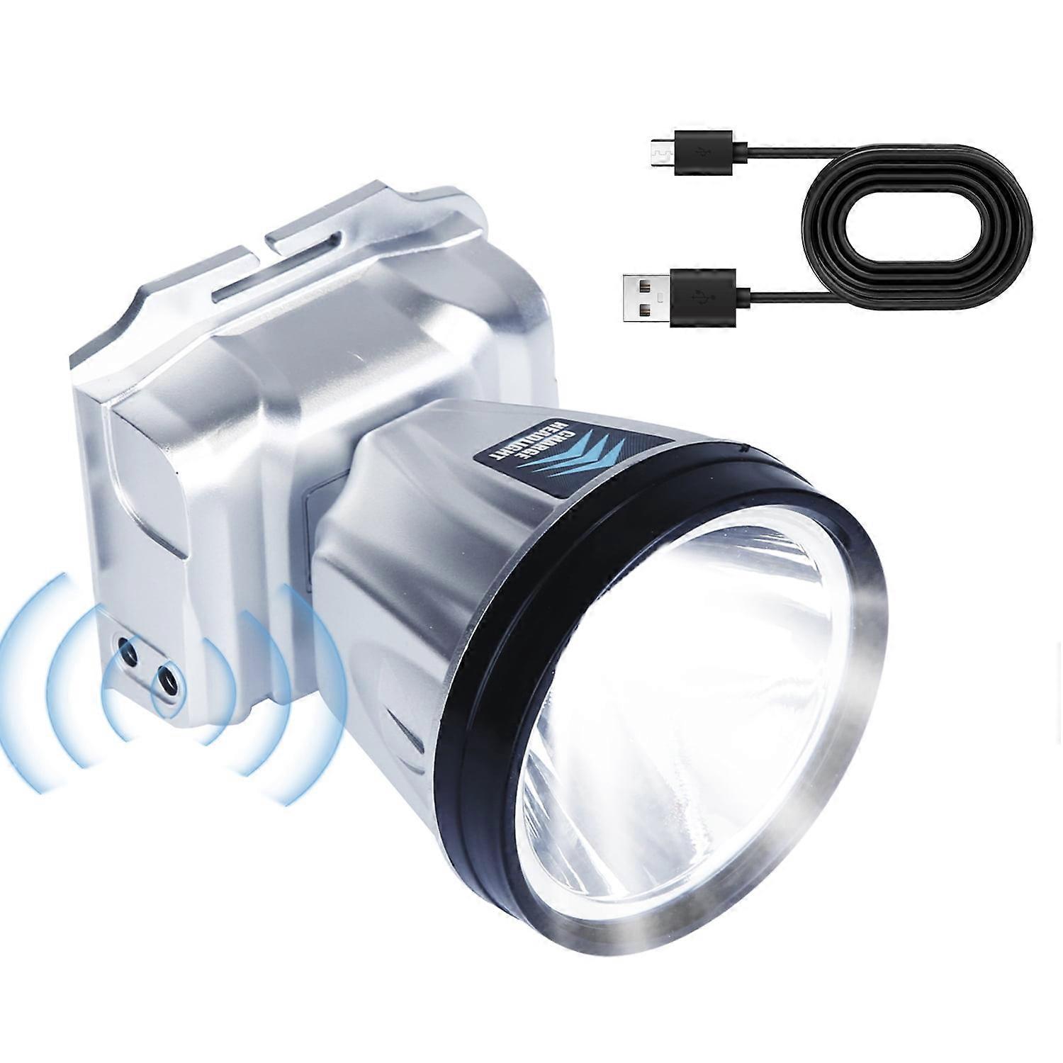 Rechargeable LED Headlamp High Power Headlight Torch Flashlight Motion Sensor 3 Light Modes