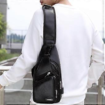 Bolsa transversal de couro PU para negócios, com grande capacidade para viagens, tamanho pequeno, preta.