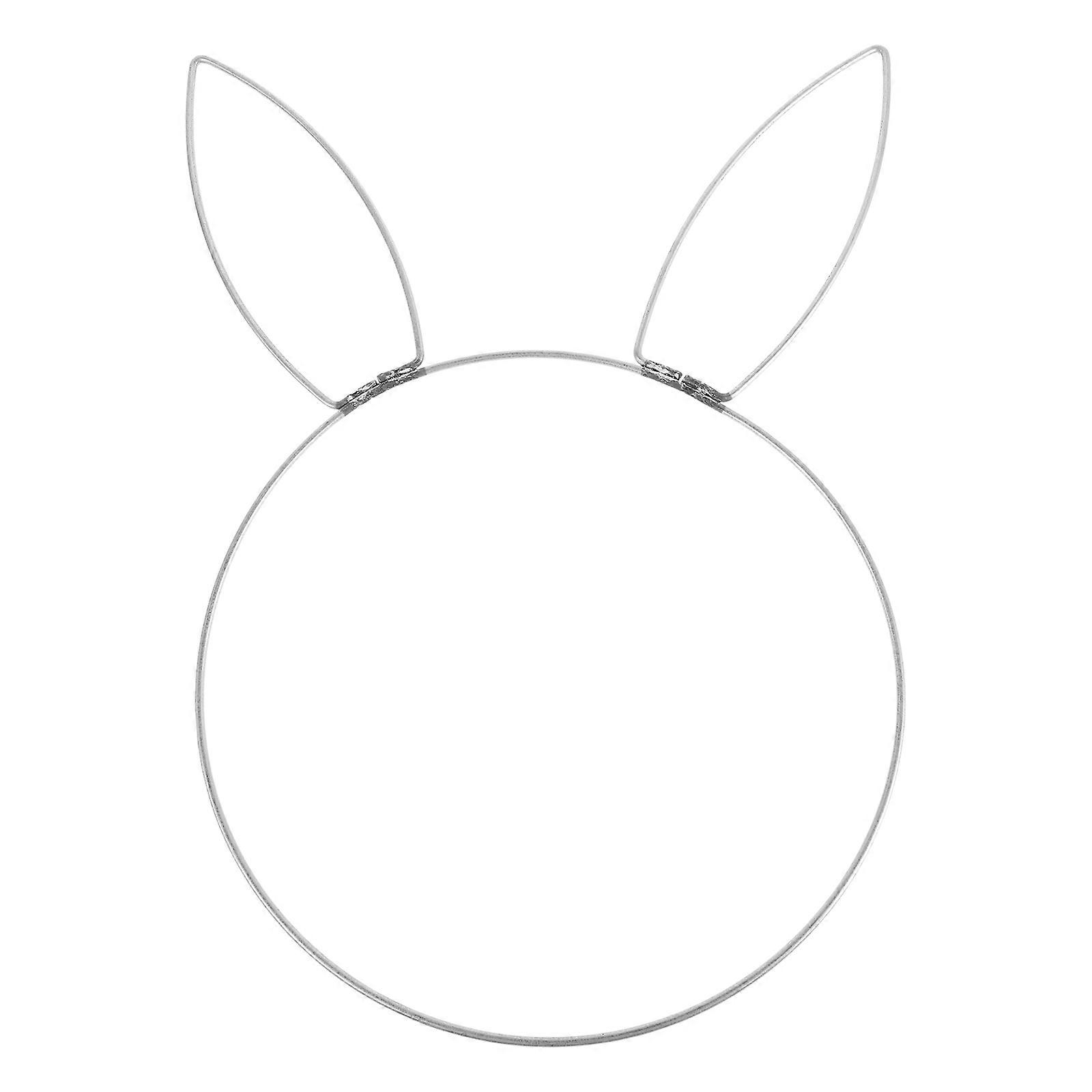 Easter Bunny Head Iron Circle for Spring Door Decoration Silver