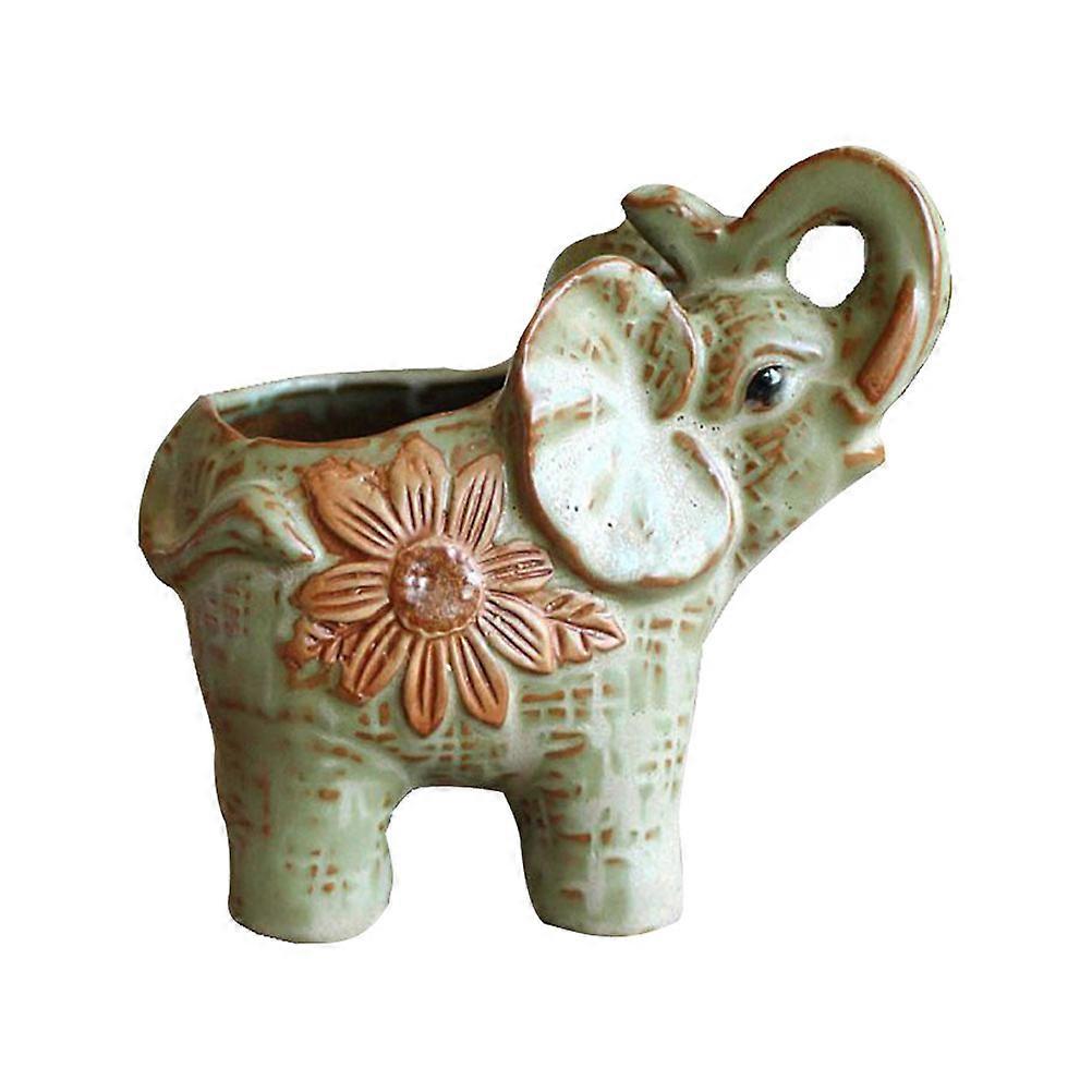 Brown Ceramic Tabletop Flowerpot for Succulents Storage