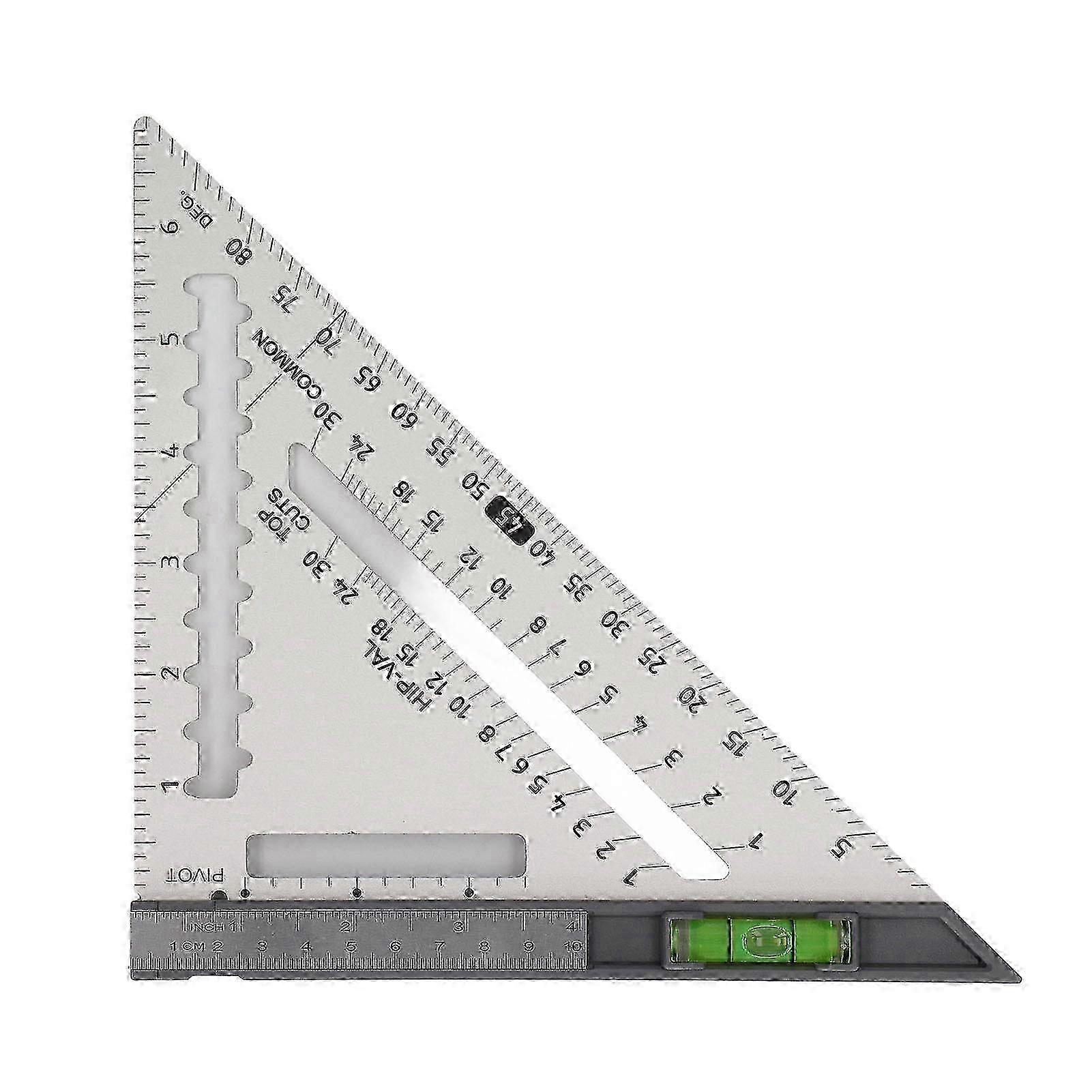 Esquadro de alumínio de 7 polegadas com nível, régua triangular destacável de alta precisão compatível com marcenaria.