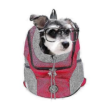 Double Shoulder Portable Pet Backpack Travel Backpack Outdoor Pet Dog Carrier Bag Pet Dog Front Bag Mesh BackpackLk